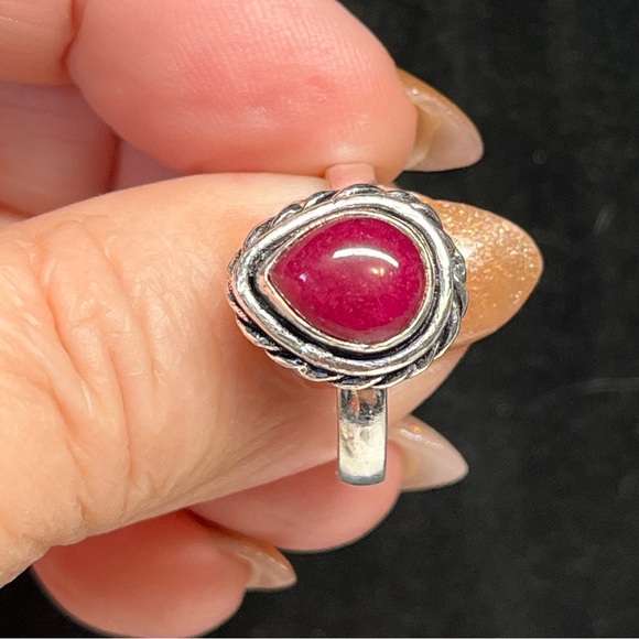Artisan Jewelry - 🌈ethnic style red cabochon style stone ring, 925